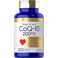 Carlyle CoQ10 200mg | 200 Capsules | Mega Q-Sorb Coenzyme Q-10 | Vegetarian, Non-GMO, Gluten Free Su