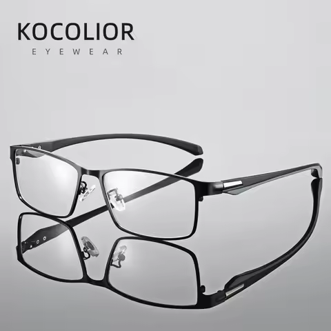 KOCOLIOR Anti Blue Light Men Reading Glasses Titanium Alloy Metal Frame Business Computer Reader +1.