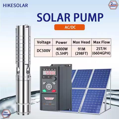 4" AC/DC Deep Well Solar Water Pump Outlet 2" Off Grid Solar 5.5HP 7.5HP 10HP 15HP Cell Deep Well Su