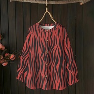 blouses labuh muslimah Baju ootd perempuan t shirt wanita muslimah crew neck button down printed shi