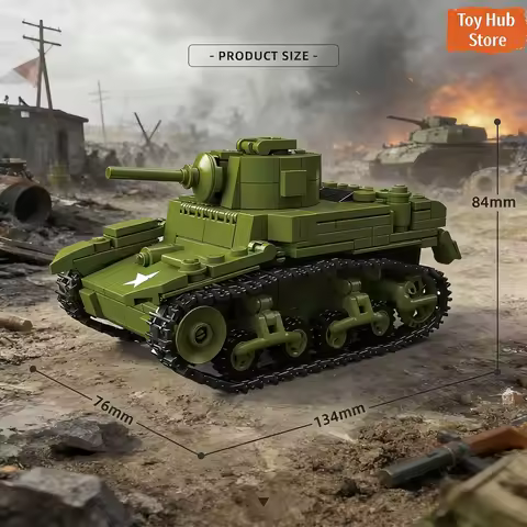 579pcs M3A1 Stuart WW2 Military Army Soldiers World War 2 Main Battle Tank Building Blocks Bricks Ki