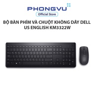 Bộ Bàn phím và Chuột không dây Dell US English KM3322W - ĐEN - Bảo hành 12 tháng