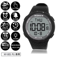 XONIX นาฬิกาดิจิตอลลําลองสําหรับผู้ชายตัวเรือนเหล็กกันน้ําพร้อมนาฬิกาปลุกสายเรซินและฟังก์ชั่นนับถอยห