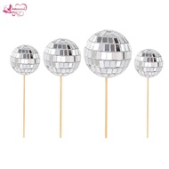 Abbraccia Mirror Disco Ball Cake Toppers Decoration, Disco Ball Cake Topper, for Wedding Birthday Pa