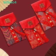 TN5WC4 Brocade Red Envelope, Spring Festival Brocade Cloth Tassel 2025 Money Pocket, Red Lucky Bag H