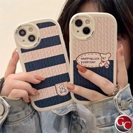 Soft TPU Case with Embossed Knit Bear Cartoon Motif For iPhone One 7 8 Plus X XS XS MAX 11 12 13 Pro