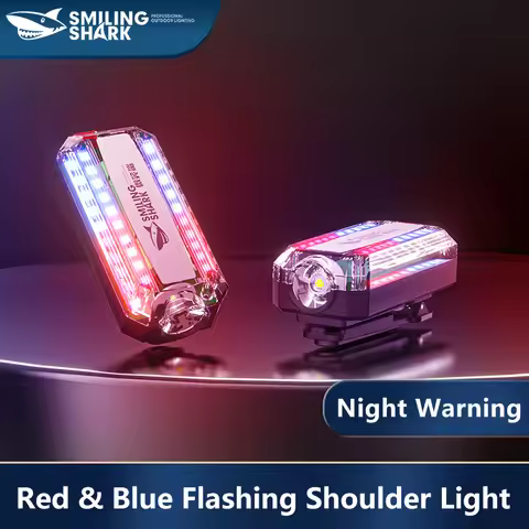 Smiling Shark JD007 Red Blue Strobe Light Police Light Warning Lights Usb Rechargeable Flashlight Sh