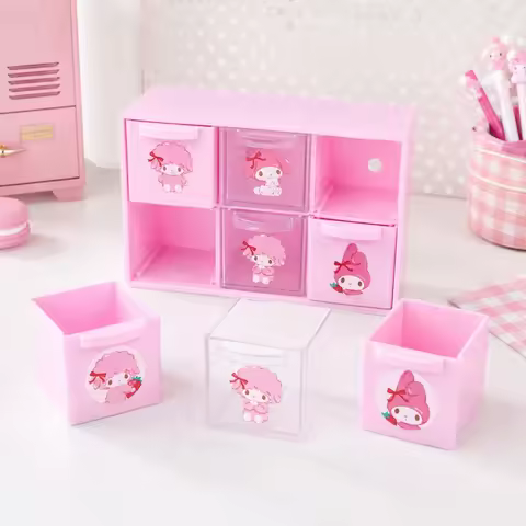Genuine Sanrio My Melody My Sweet Piano Six Drawer Stationery Storage Box Desktop Organizer for Offi