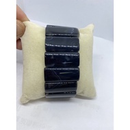 D3781 Natural Raw Ore Black Chalcedony Hand Row Brand Bracelet Size About Width 29.5mm Weight 60.8g