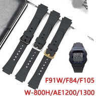 Resin Strap for Casio F-91W F-94 F-105 W-800H W-218H AE-1200/1300 Black TPU Rubber Convex Watch Band