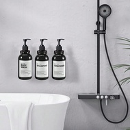 Bộ chiết dầu gội và dầu xả màu đen'sáng 16,9oz/500ML, Chai + Nhãn dán + Khay gỗ/Khay silicon/Đế, Bìn