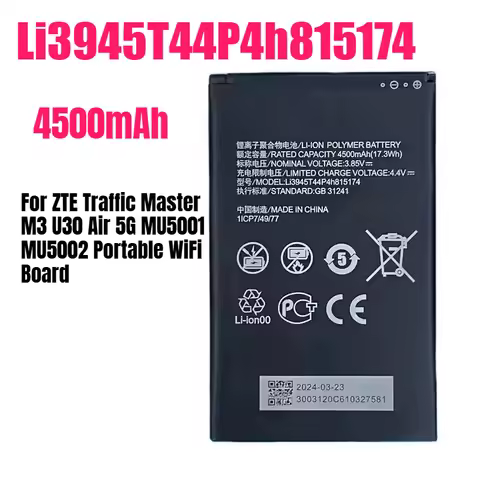 4500mAh Li3945T44P4h815174 Battery for ZTE Traffic Master M3 U30 Air 5G MU5001 MU5002 Portable WiFi 