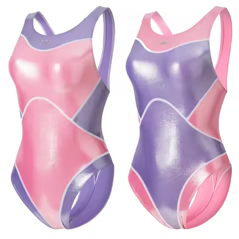 LEOHEX Lycra Competition Swimsuit One Piece Bodysuit Japanese Shiny Glossy for Swimming and Fitness 