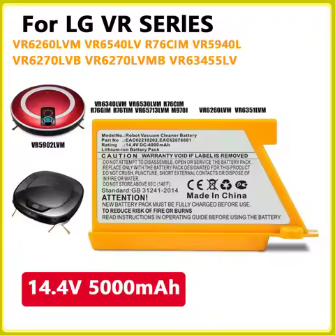 14.4V 5000mAh Battery for LG VR6270LVB VR6270LVMB VR63455LV VR6370LVM VR64604LV Robot Vacuum Cleaner