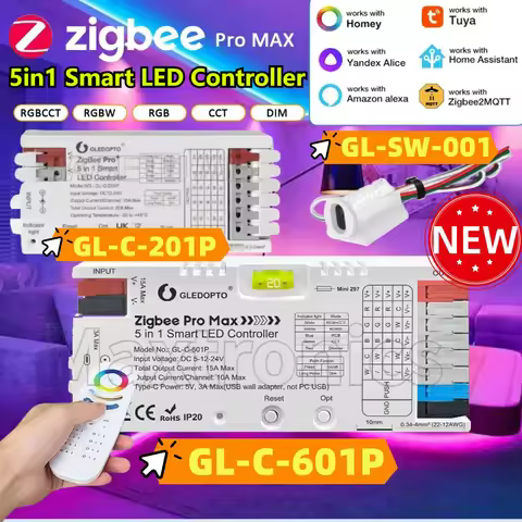 NEW 5in1 ZigBee 3.0 Pro LED Controller GL-C-201P/GL-C-601P/GL-RC-006Z App Voice for RGBCCT RGBW RGB 