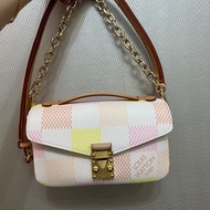 LV 彩色棋盤格Pochette Métis East West金釦手提肩斜背郵差包N40749