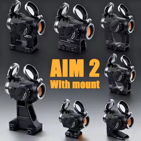 Tactical AIM T02 Red Dot Sight Scope with Riser Mount 2MOA Optics Reflex T02 Red Dot Riflescope with