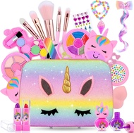 Travel Bag & Makeup Kit for Kids, Washable Cosmetic Set as Princess Birthday Gift Toy with Bag, Chil