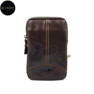 Rush Rider Leather Mobile Phone Bag Cowhide Leather Pouch Waist Bag Handphone Bag