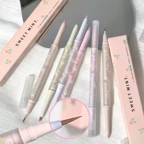 Double Tip Aegyosal Pencil Highlighter Matte Eyeliner Waterproof Lasting Arrow Liner Pen Glitter Sha