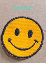 PATCH BORDIR KARAKTER UNIK - Wajah senyum bunga bintang petir - Berwarna kuning merah biru - Untuk d