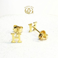 Anting-anting H Hermez Subang Paku Emas 916 Full Gold Stud Earring