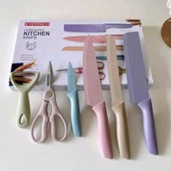 PROMO 1 Set Pisau 6 In 1 Stainless Steel Anti Lengket Kitchen Knife Evcriverh - Jualinshop