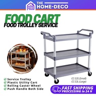 Food Trolley Multifunction 3 Tier Trolley Grey Plastic Food Service Trolley Utility Cart CC-S3S | CC-S3L (Troli Pinggan)