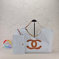 👏Chanel Coco Beach 小號購物袋 托特包 淺藍色 全實拍 100% new🎁 香奈兒 牛仔 單肩包 Crossbody bag, Shoulder bag ，Tote bag smal