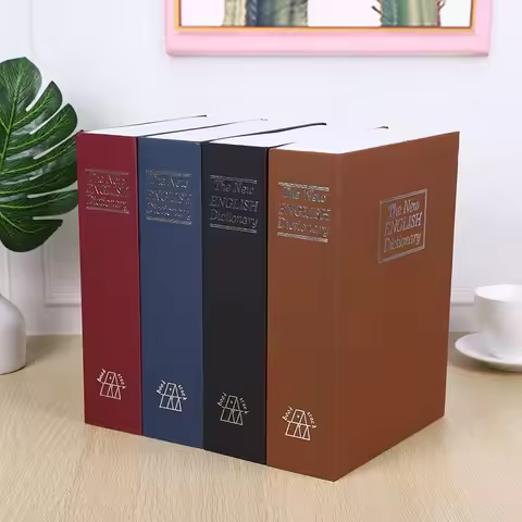 Metal Book-Style Storage Safe – Hollow Combination Lock Security Box, Realistic Fake Book Safe for S
