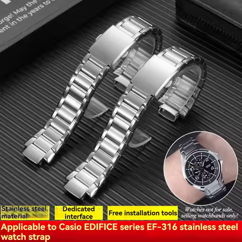EF-316 Stainless steel Watch band For Casio Edifice series 1794 EF316 EF 316 strap 22x13mm Concave-c