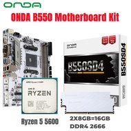 ONDA B550 Motherboard Kit With Ryzen 5 5600 CPU Processor DDR4 16GB(2*8GB) 2666Mhz Memory AM4 Set