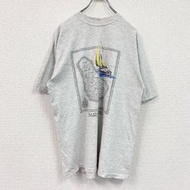 90年代Collon Club短袖印花T卹，復古款，單線縫製，灰色
