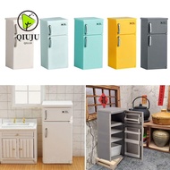 QIUJUU Fridge Model, Plastic Multicolor Mini Fridge, Retro 1:24 Kitchen Appliances Doll House Fridge
