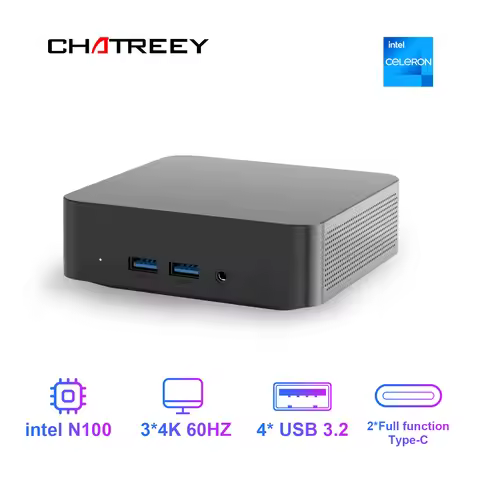 Chatreey Mini PC T9 N100 WIFI5 Windows 11 Ultra Small Pocket Computer Dual SSD Full Function Type-C 