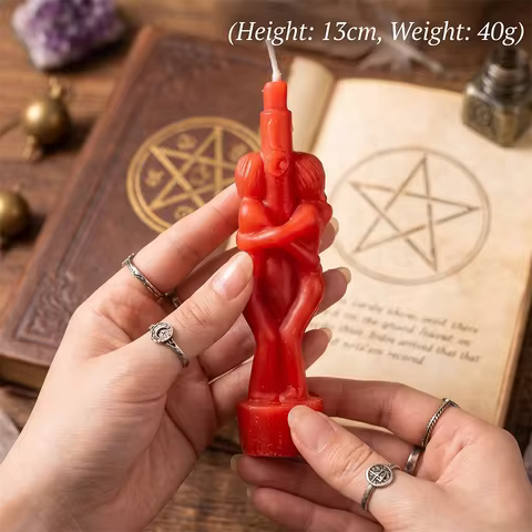 1PCS Buddha Ritual Candle Esoteric Candles Couple Lover Wish Pray Candles Red Color Male Female for 