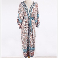 426ใหม่ผ้าฝ้ายพิมพ์เสื้อคลุมบิกินี่ Up Tunics Robe De Plage Pareo Beach Cape กับ Waistbelt ขนาดพิเศษ