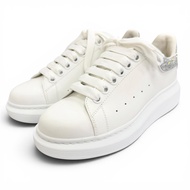 全新 △ Alexander McQueen 558945 LARRY 皮革亮片超大運動鞋 白色銀色調 35碼 義大利製造 女款 附鞋盒