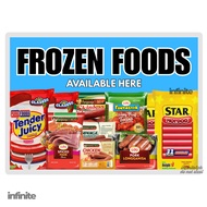 Frozen Foods Available Here - Laminated Sign Signage A4 Size