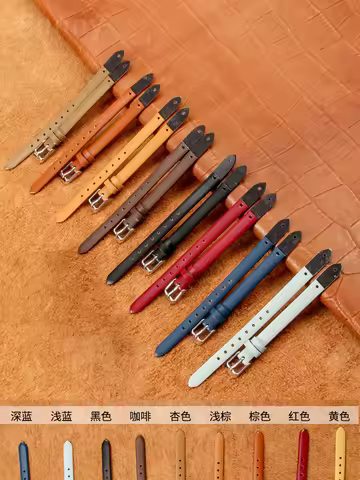 Genuine Leather Watch Band for Fossil Es4119 Es4000 Watch Strap Hand Strap U-Shaped Mouth 8mm with S