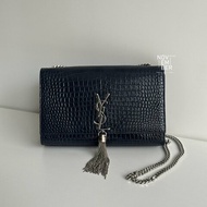 99新🆕 有購證🙌🏻 Saint Laurent YSL 聖羅蘭 流蘇包 深藍色銀釦