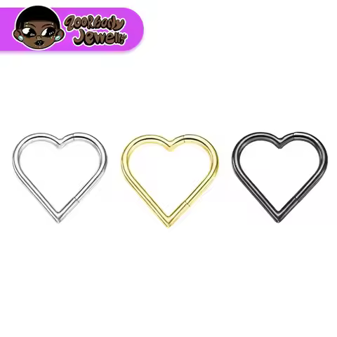 ASTM F136 Titanium Piercing Daith Heart Earring Hoop Cartilage Tragus Helix Rings Hinged Segment Hoo