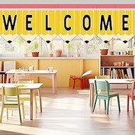 gisgfim 7Pcs Pencil Classroom Welcome Curtains Back to School Window Curtains for Kindergarten Dayca