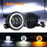2PCS 30W Foglamp Daymaker 4 Inch Proyektor Angel Eye Warna Putih Kuning untuk Jeep Rubicon Lampu Kab