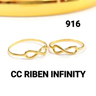 Wing Sing Cincin Reben Infinity Padu Licin Bajet Tulen Emas 916 / 916 Gold Ribbon Infinity Ring