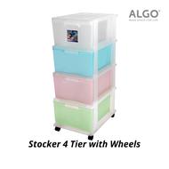 [SG Stock] Algo 4 Tier Compact Storage Stocker Home Organizer Drawer with Wheels