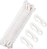Flag Rope 50 Feet Flag Pole Halyard Rope and Clips Kit 4 Pieces Nylon Flag Pole Hook Clips Snap Hook