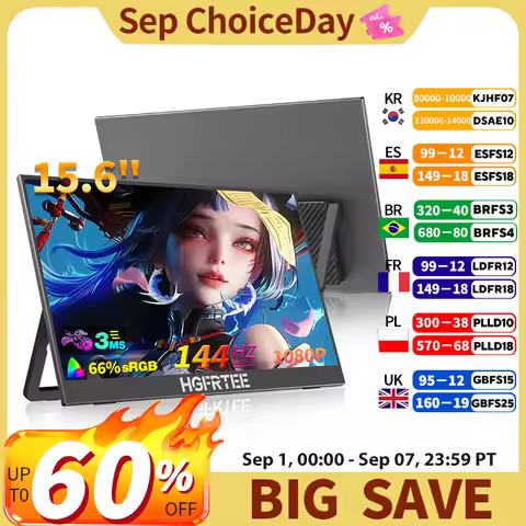 HGFRTEE 15.6 inch 144Hz Gaming Monitor - Ultra-High Refresh Rate for Smooth Visual Experience In Swi