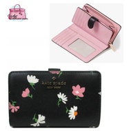 (CHAT BEFORE PURCHASE)BRAND NEW AUTHENTIC KATE SPADE MADISON FLORAL WALTZ MEDIUM COMPACT BIFOLD WALLET BLACK MULTI KF479