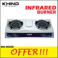 [FAST SHIPPING + ORIGINAL] Khind IGS1516 Infrared Double Burner Gas Stove 2 Burner Table Top Cooker - Stainless Steel